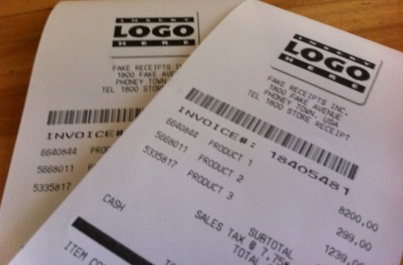 fake receipts from any store, any town, any amount