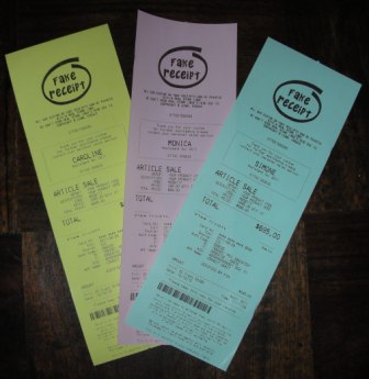 Click Here To See Full Size Image Of Fake Receipts Printed on Colored Thermal Paper